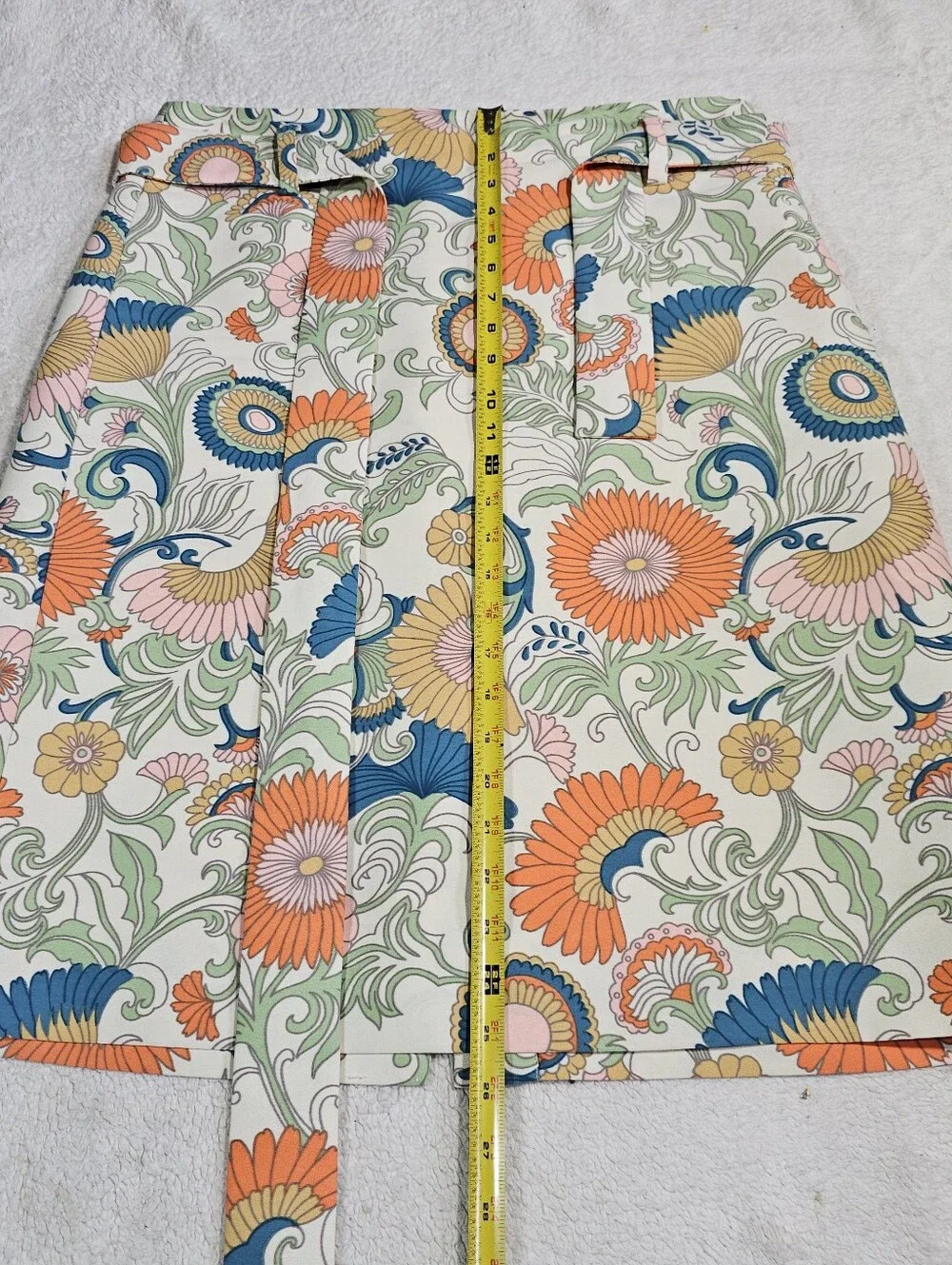 J. Crew Cream Multi Floral Tie-Waist Pencil Skirt